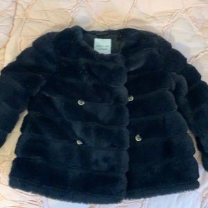 Janie and Jack black fur coat